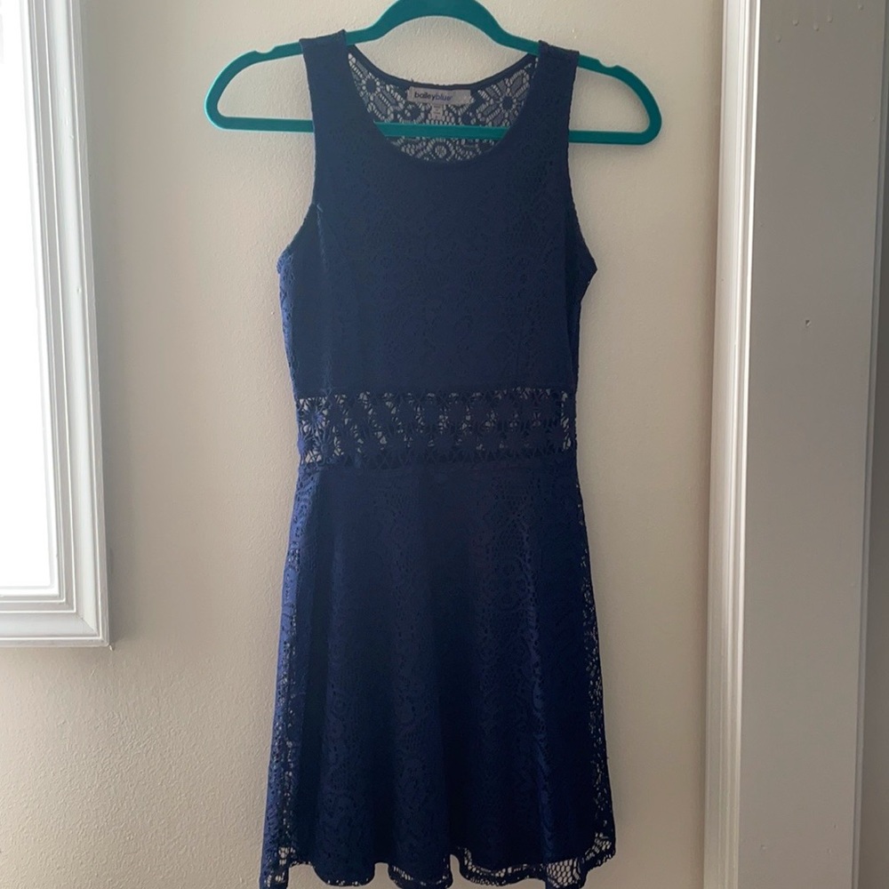 Dark blue dress with open lace back